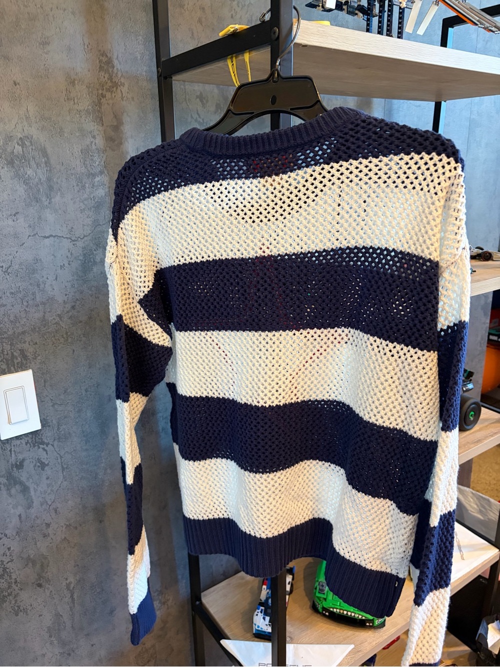 JOLLIDAY Striped  Navy & Cream Crewneck Sweater with Red Star - women - Picture 6 of 7